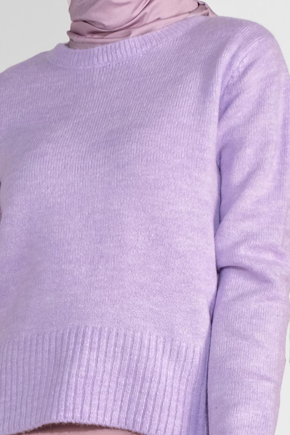 Vêtements hijab POURPRE PULL EN TRICOT À COL ROND 4526