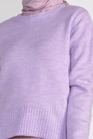Vêtements hijab POURPRE PULL EN TRICOT À COL ROND 4526