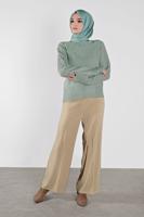Tesettür giyim YEŞİL BİSİKLET YAKA TRİKO KAZAK 4526 