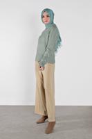 Tesettür giyim YEŞİL BİSİKLET YAKA TRİKO KAZAK 4526 