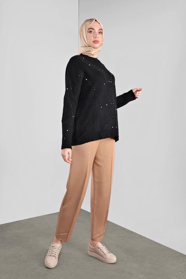 Vêtements hijab  RHINESTONED KNIT SWEATER 5605  - TRENDTESETTÜR