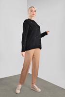 Vêtements hijab NOIR PULL EN TRICOT À VERROTERIES 5605