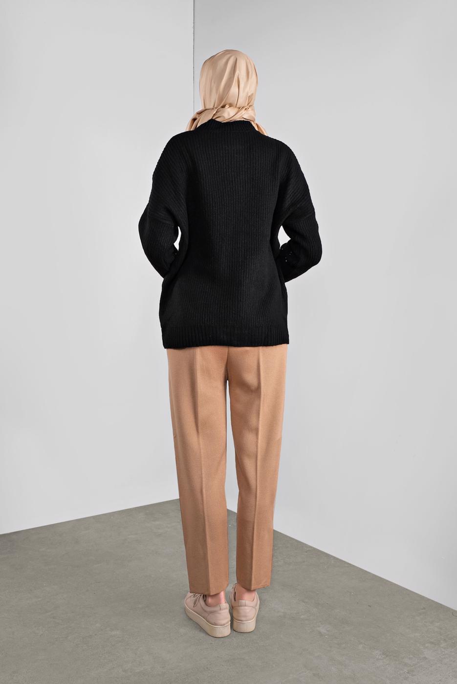 Vêtements hijab NOIR PULL EN TRICOT À VERROTERIES 5605