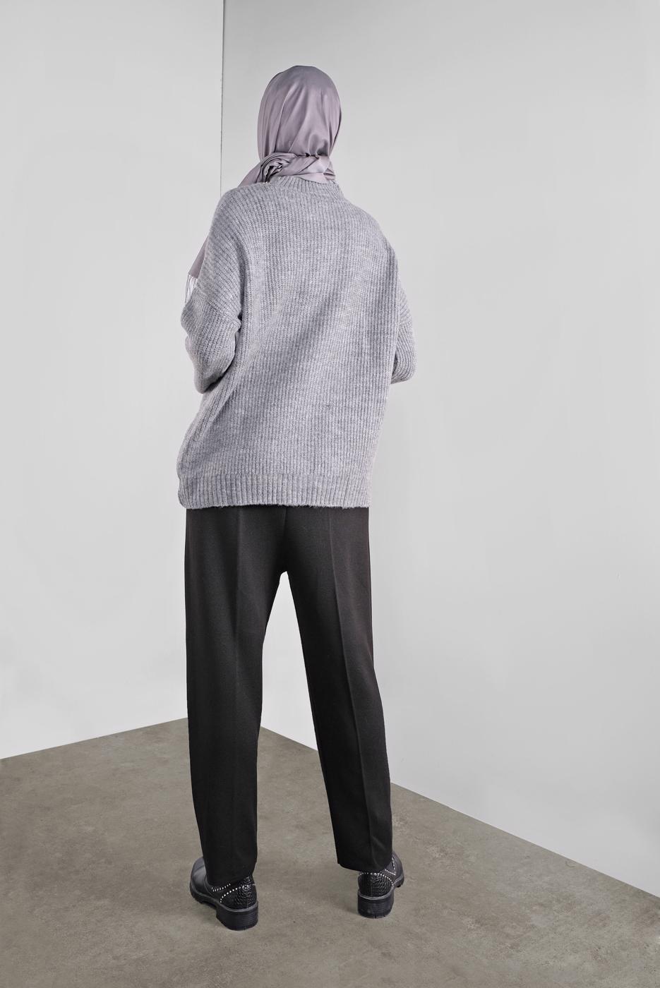 Tesettür giyim GRİ TAŞLI TRİKO KAZAK 5605 