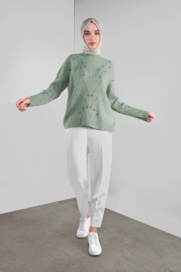 Vêtements hijab  RHINESTONED KNIT SWEATER 5605  - TRENDTESETTÜR
