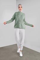 Hijab clothing GREEN RHINESTONED KNIT SWEATER 5605 