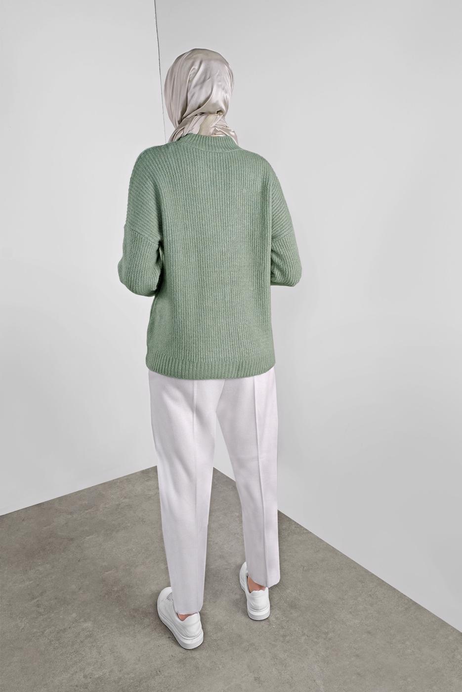 Tesettür giyim YEŞİL TAŞLI TRİKO KAZAK 5605 