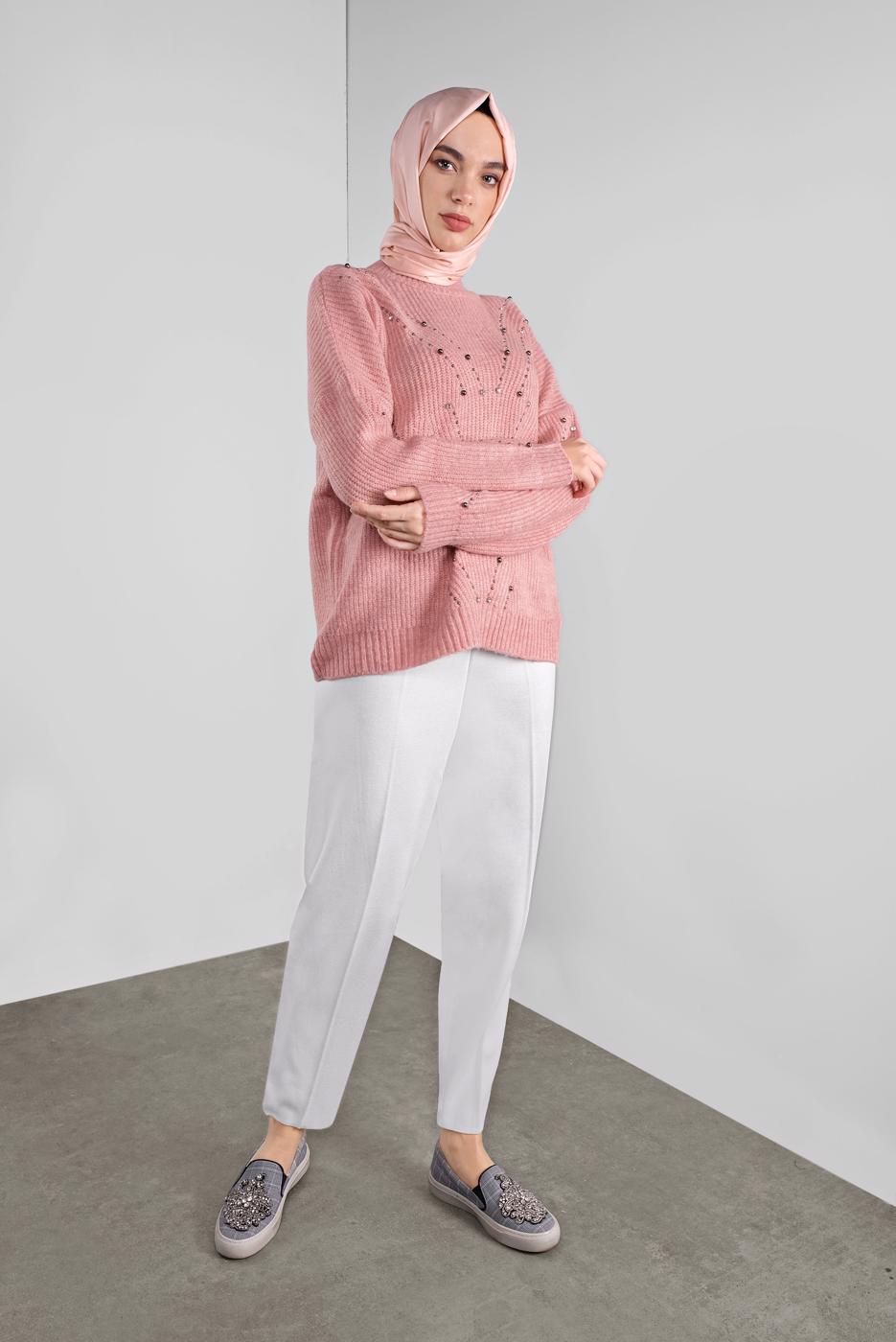 Vêtements hijab ROSE PULL EN TRICOT À VERROTERIES 5605