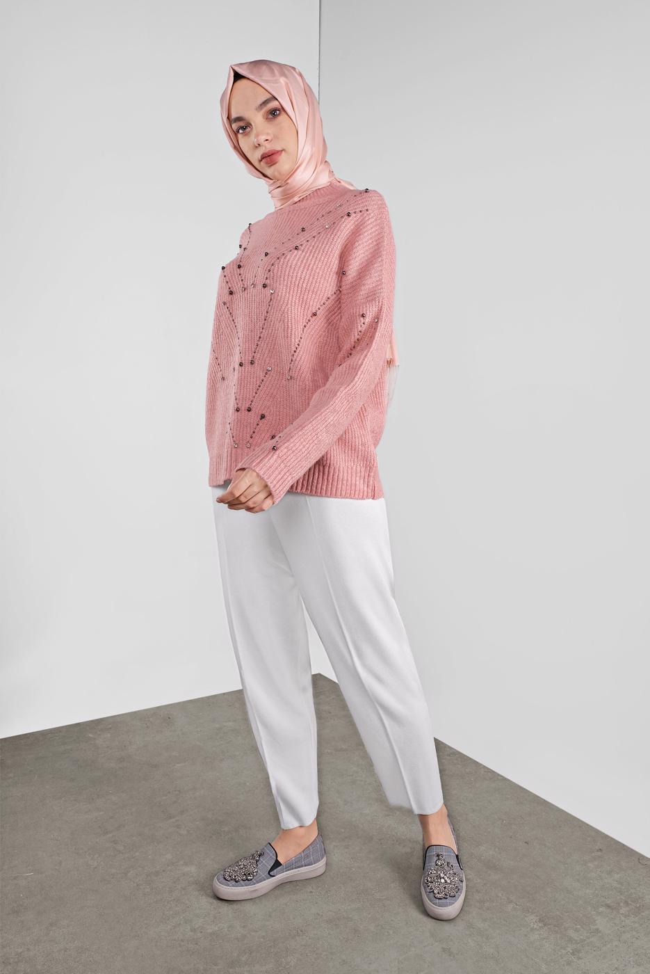 Vêtements hijab ROSE PULL EN TRICOT À VERROTERIES 5605