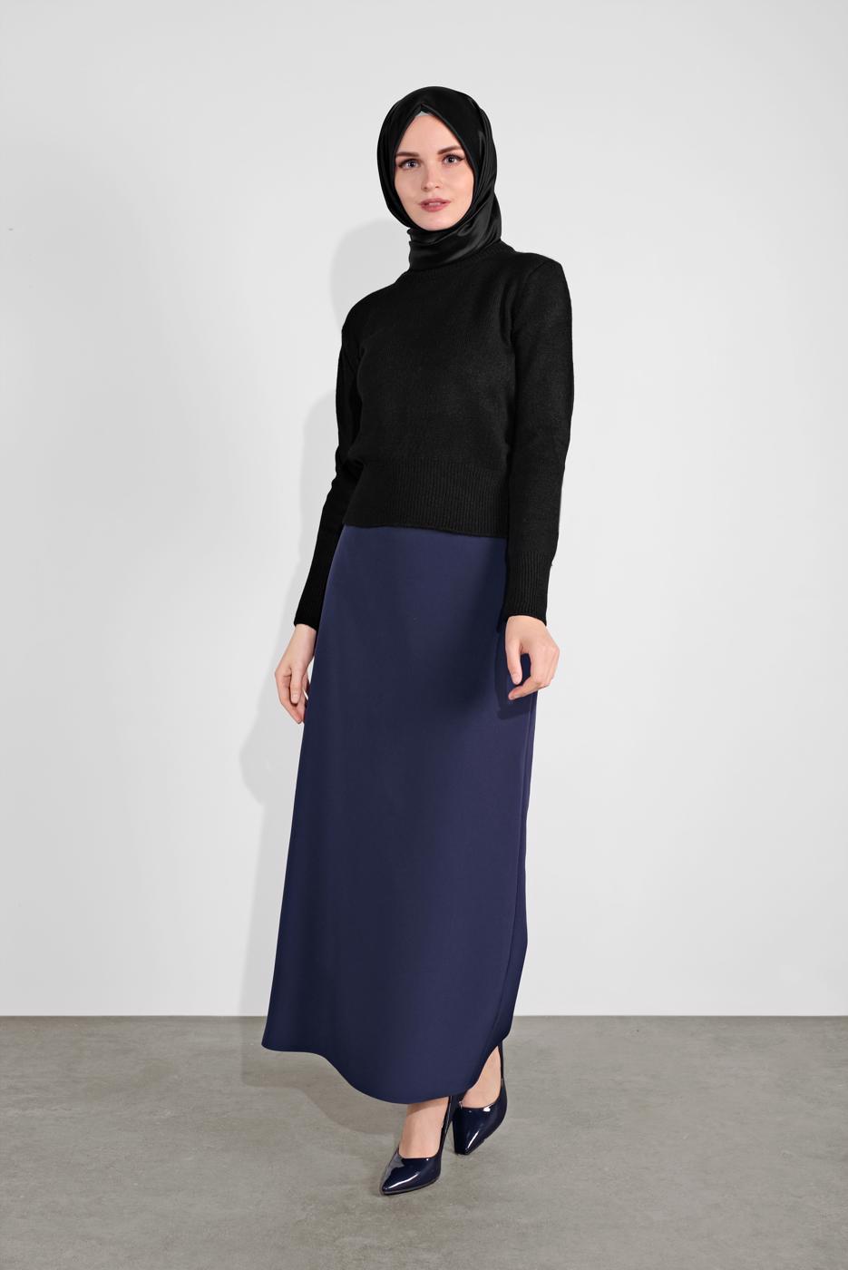 Vêtements hijab NOIR PULL EN TRICOT À COL ROND 6106