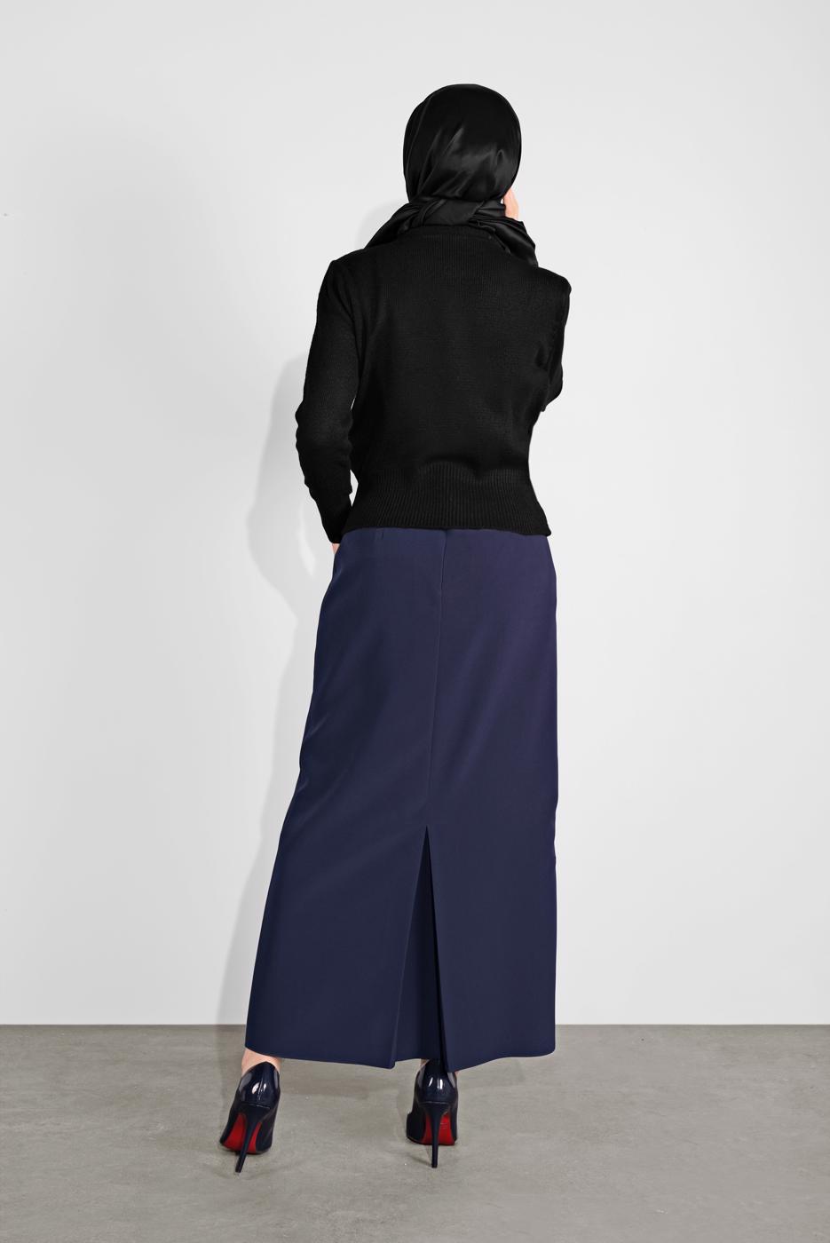 Vêtements hijab NOIR PULL EN TRICOT À COL ROND 6106