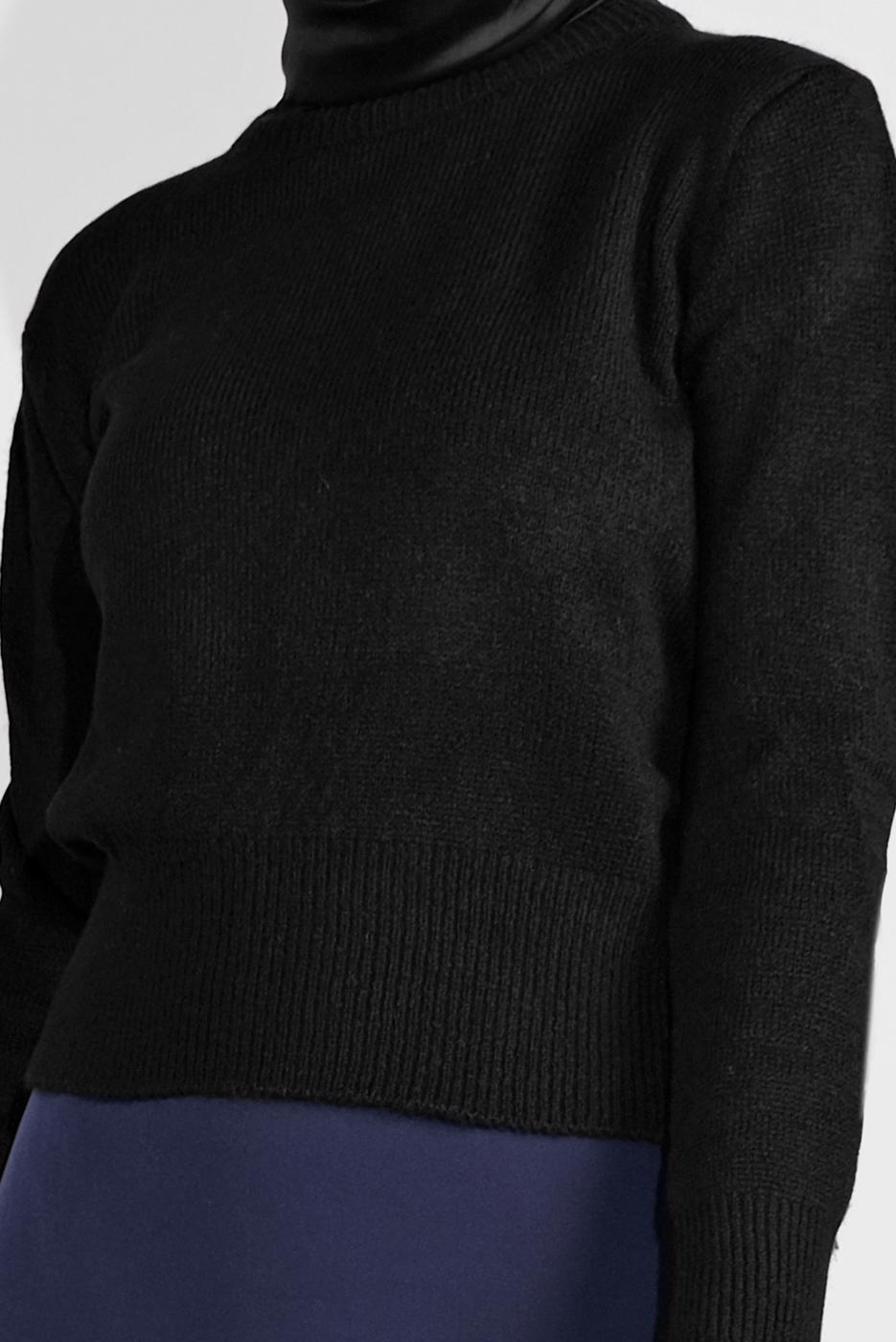 Vêtements hijab NOIR PULL EN TRICOT À COL ROND 6106