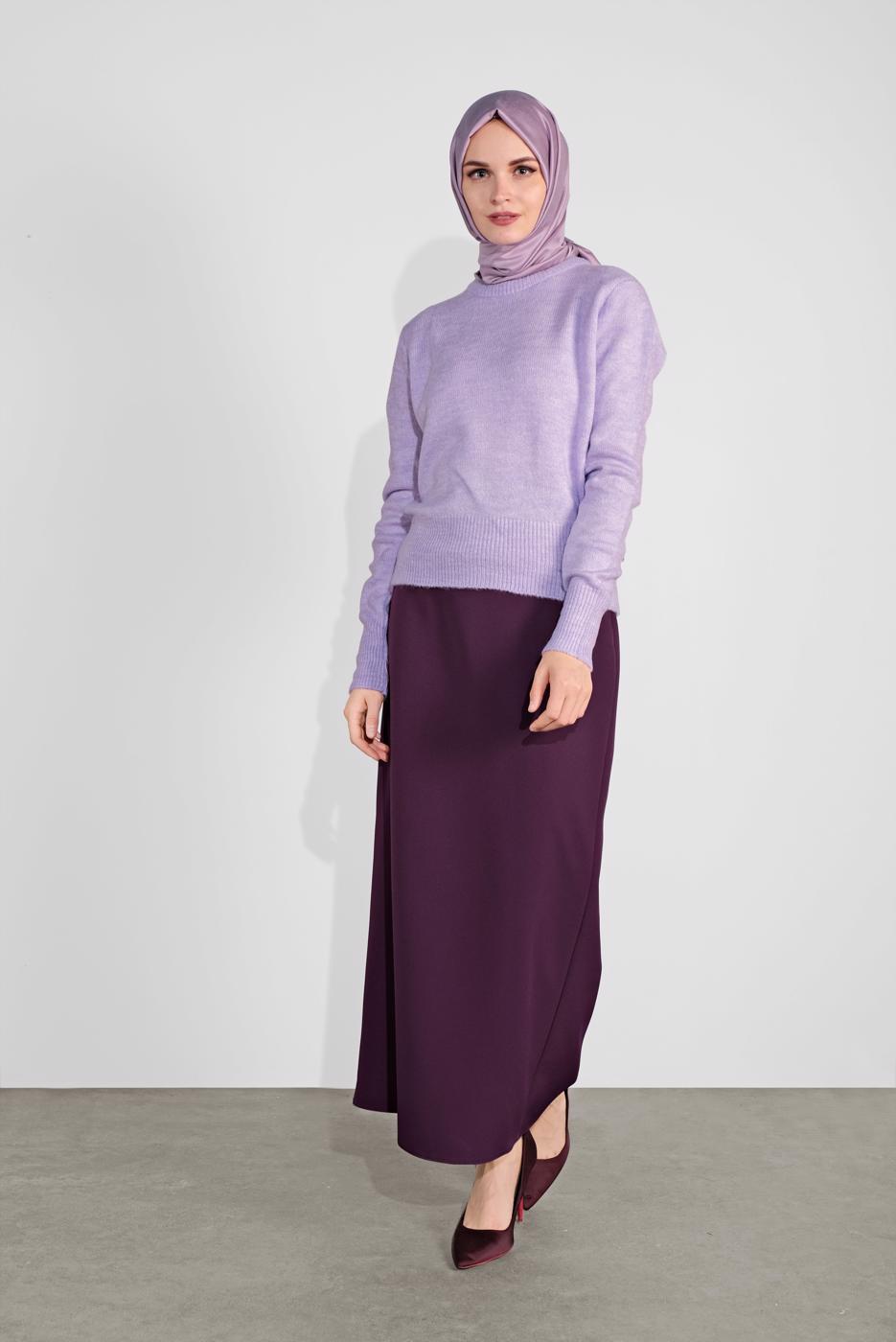 Tesettür giyim MOR BİSİKLET YAKA TRİKO KAZAK 6106 