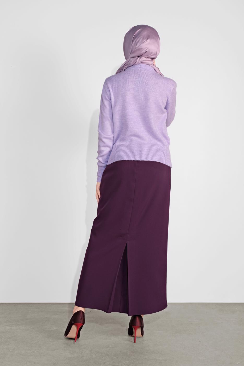 Tesettür giyim MOR BİSİKLET YAKA TRİKO KAZAK 6106 