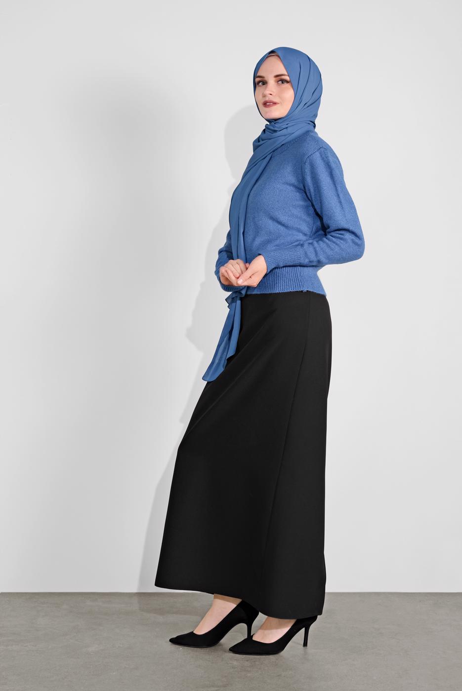 Tesettür giyim LACİVERT BİSİKLET YAKA TRİKO KAZAK 6106 