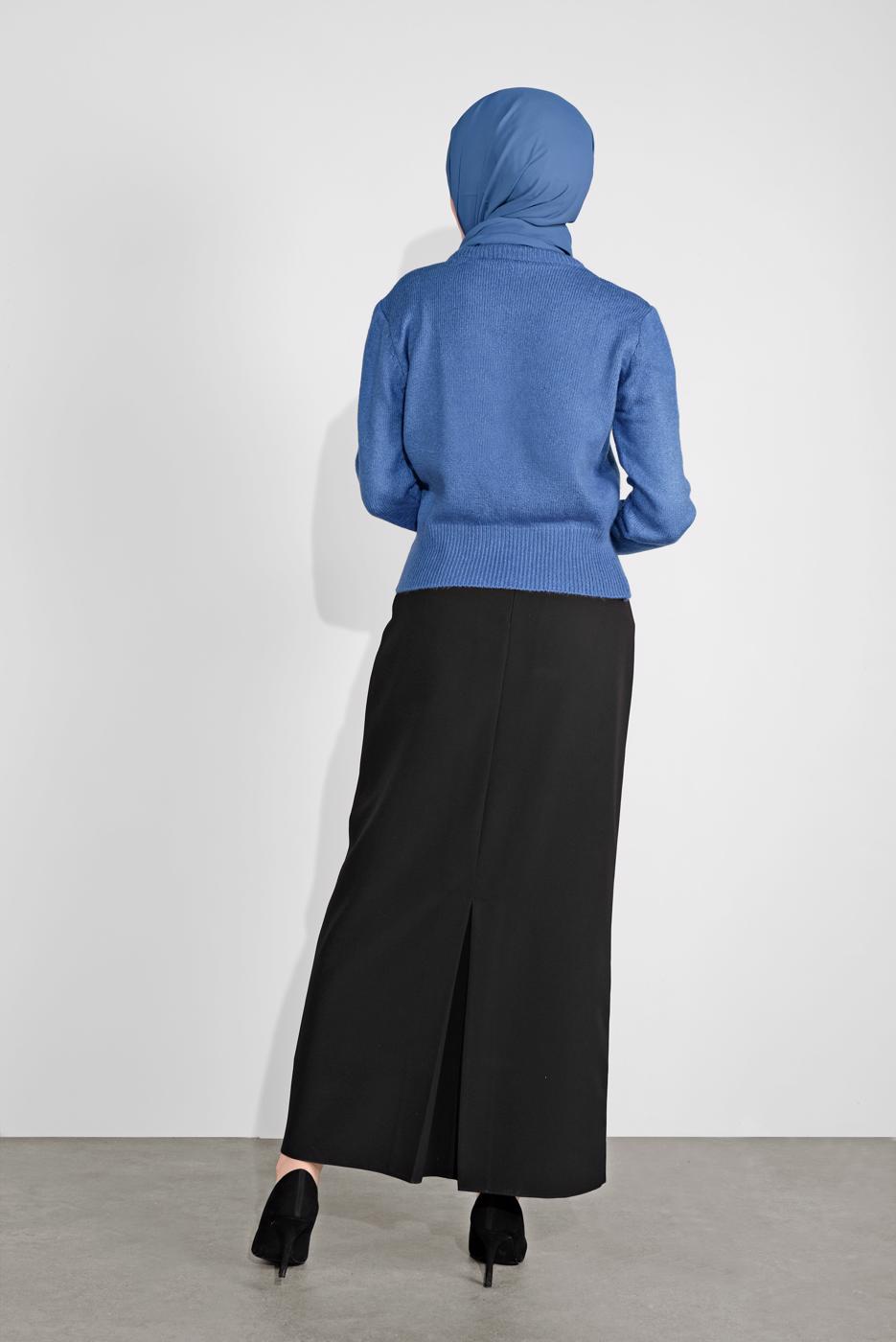 Tesettür giyim LACİVERT BİSİKLET YAKA TRİKO KAZAK 6106 