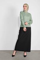 Tesettür giyim YEŞİL BİSİKLET YAKA TRİKO KAZAK 6106 