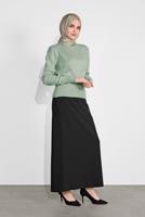 Tesettür giyim YEŞİL BİSİKLET YAKA TRİKO KAZAK 6106 