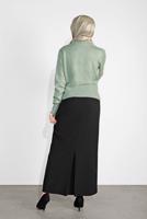 Tesettür giyim YEŞİL BİSİKLET YAKA TRİKO KAZAK 6106 