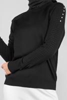 Tesettür giyim SİYAH TAŞ VE SİM DETAYLI TRİKO KAZAK 8132 