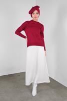 Tesettür giyim KIRMIZI TAŞ VE SİM DETAYLI TRİKO KAZAK 8132 