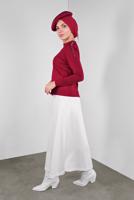 Tesettür giyim KIRMIZI TAŞ VE SİM DETAYLI TRİKO KAZAK 8132 