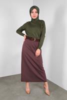 Tesettür giyim HAKİ TAŞ VE SİM DETAYLI TRİKO KAZAK 8132 