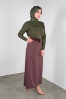 Tesettür giyim HAKİ TAŞ VE SİM DETAYLI TRİKO KAZAK 8132 