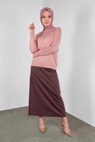 Tesettür giyim PUDRA TAŞ VE SİM DETAYLI TRİKO KAZAK 8132 