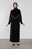 Tesettür giyim SİYAH ÇİZGİLİ KAZAK 8426