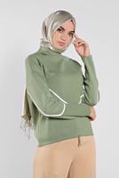 Tesettür giyim YEŞİL ÇİZGİLİ KAZAK 8426