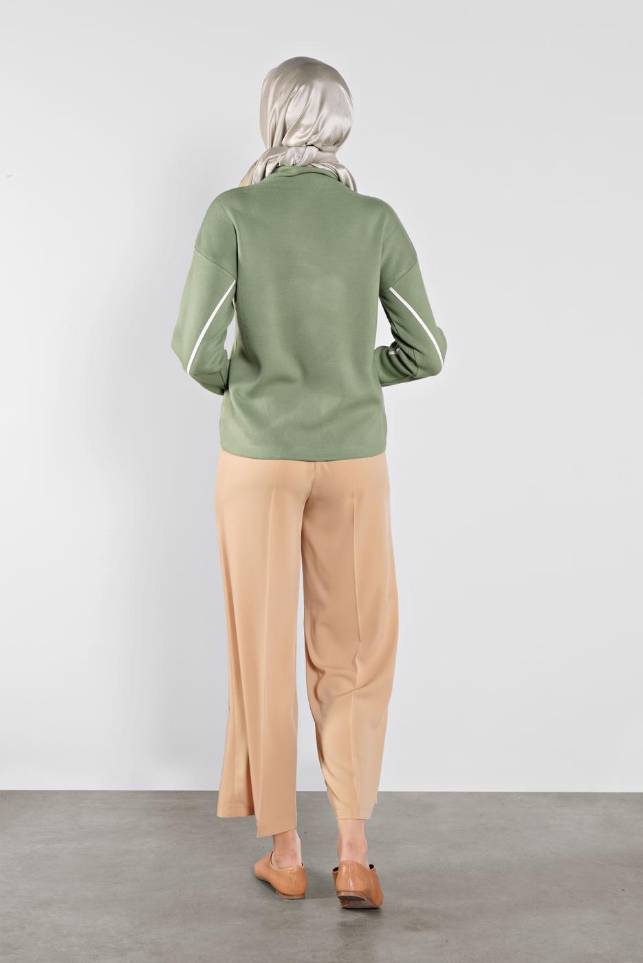 Tesettür giyim YEŞİL ÇİZGİLİ KAZAK 8426