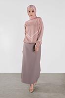 Tesettür giyim PUDRA ÇİZGİLİ KAZAK 8426