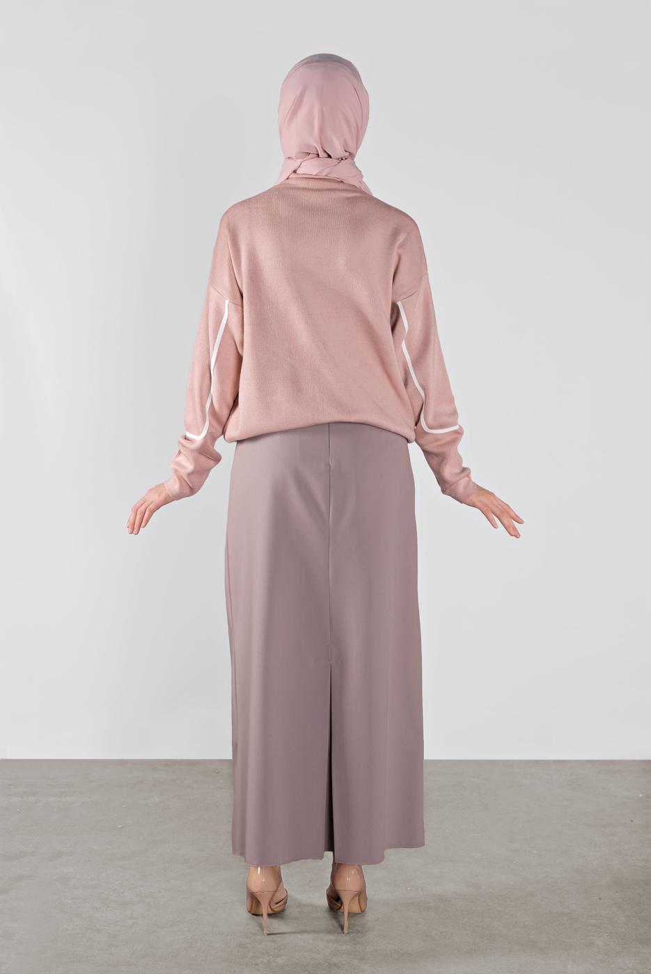 Tesettür giyim PUDRA ÇİZGİLİ KAZAK 8426
