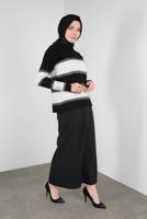 Tesettür giyim SİYAH ÇİZGİLİ SİMLİ TRİKO KAZAK  8605 