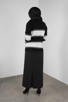 Tesettür giyim SİYAH ÇİZGİLİ SİMLİ TRİKO KAZAK  8605 