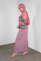 Vêtements hijab ROSE PULL EN TRICOT EN BRILLANTE À RAYURES 8605