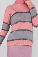 Vêtements hijab ROSE PULL EN TRICOT EN BRILLANTE À RAYURES 8605
