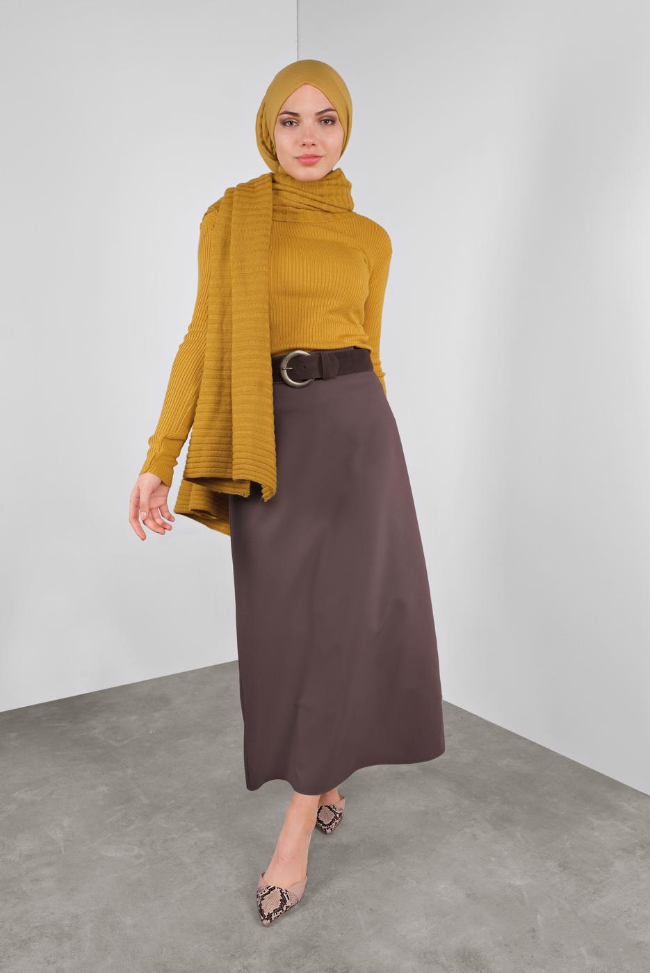 Hijab clothing ORANGE RIBBED KNIT SWEATER 9002