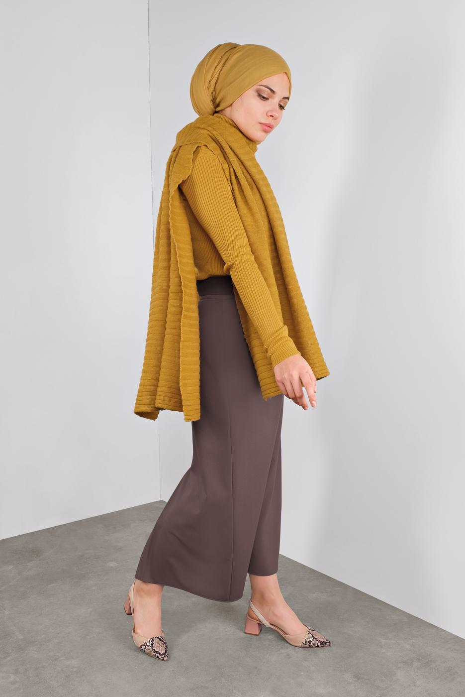 Hijab clothing ORANGE RIBBED KNIT SWEATER 9002