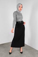 Tesettür giyim GRİ FİTİLLİ TRİKO KAZAK 9002