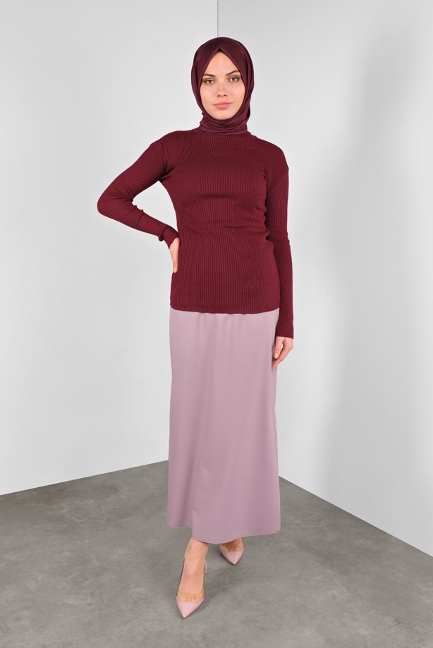 Tesettür giyim BORDO FİTİLLİ TRİKO KAZAK 9002 - TRENDTESETTÜR
