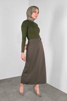 Tesettür giyim HAKİ FİTİLLİ TRİKO KAZAK 9002