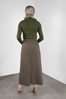 Tesettür giyim HAKİ FİTİLLİ TRİKO KAZAK 9002