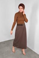 Tesettür giyim KAHVE FİTİLLİ TRİKO KAZAK 9002