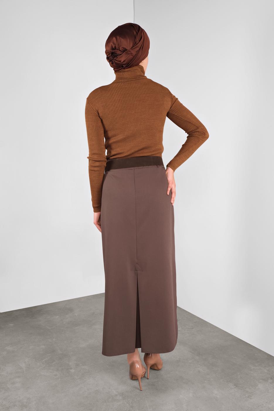 Tesettür giyim KAHVE FİTİLLİ TRİKO KAZAK 9002