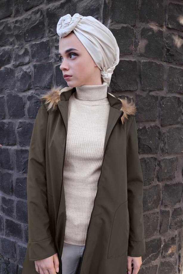 Vêtements hijab BEIGE PULL EN TRICOT À CÔTELÉ 9002  - TRENDTESETTÜR