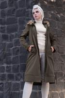 Tesettür giyim BEJ FİTİLLİ TRİKO KAZAK 9002