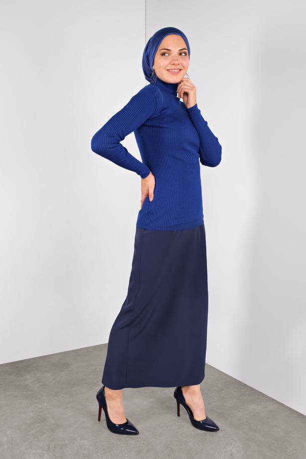 Vêtements hijab BLEU MARINE PULL EN TRICOT À CÔTELÉ 9002  - TRENDTESETTÜR
