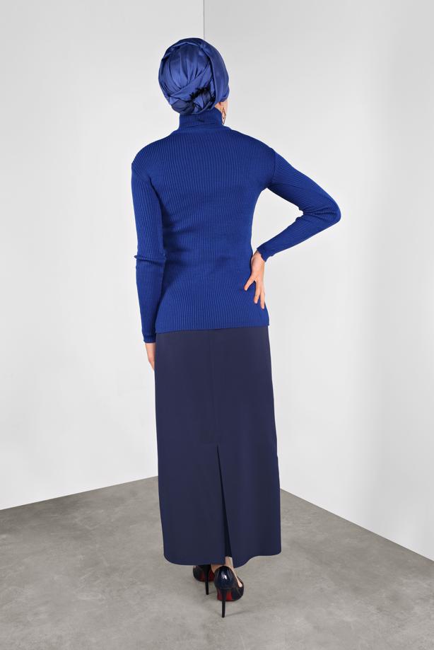 Vêtements hijab BLEU MARINE PULL EN TRICOT À CÔTELÉ 9002  - TRENDTESETTÜR